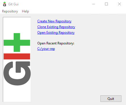 Стартовое окно Git GUI - Установка Git на Windows Server
