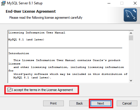 Соглашение с условиями лицензии MySQL
