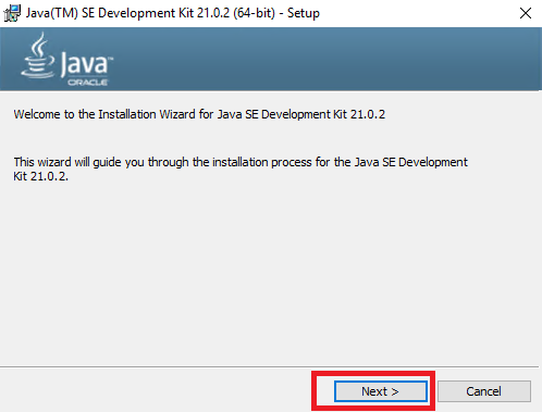 Стартовая страница установщика JDK