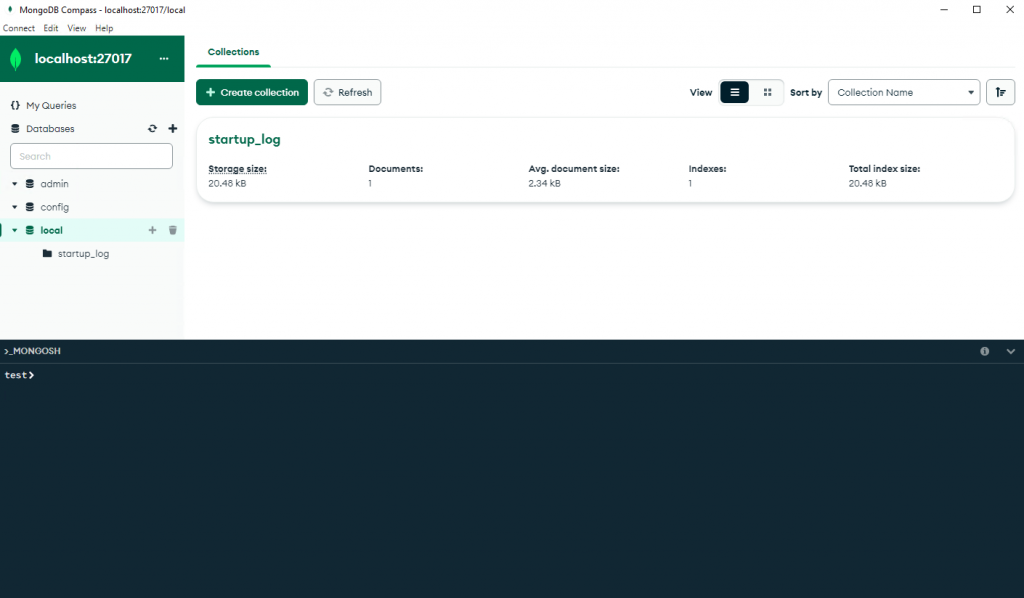 Интерфейс MongoDB Compass