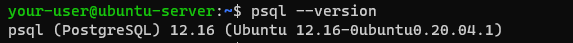 Проверка версии установленного терминального клиента postgresql-client