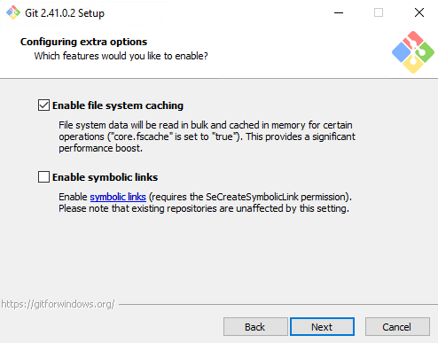Дополнительные опции - Установка Git на Windows Server