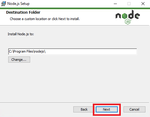 Каталог установки Node.js
