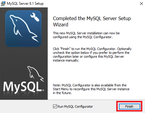 Завершение установки MySQL