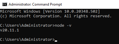 Вывод команд node -v