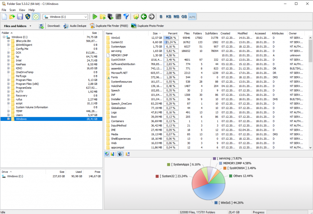 Интерфейс Folder Size