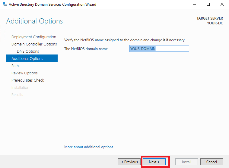 Дополнительные опции - Как установить Active Directory