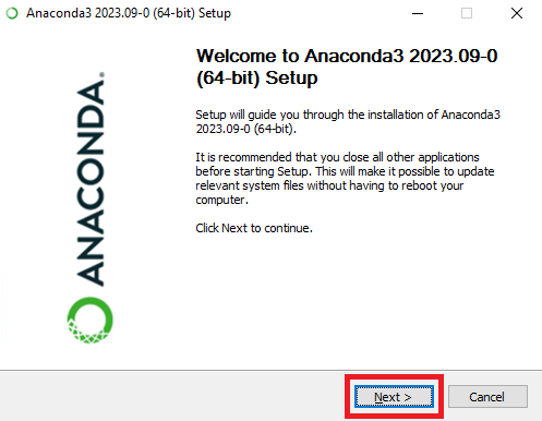 Стартовое окно мастера установки Anaconda