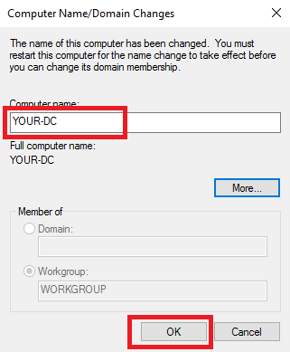 Имя сервера - Как установить Active Directory