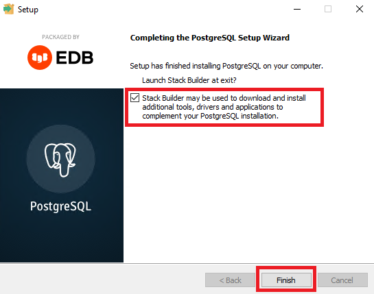 Завершение установки PostgreSQL