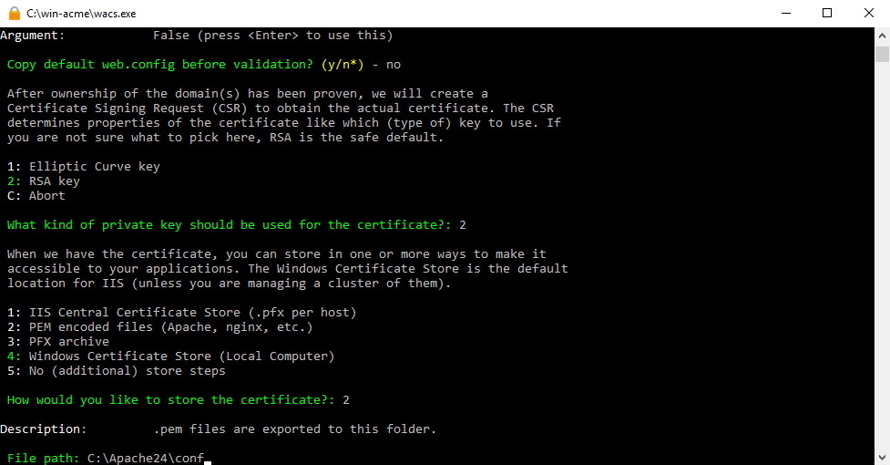 Ввод C:\Apache24\conf