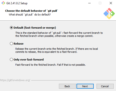 Выбор поведения git pull по умолчанию