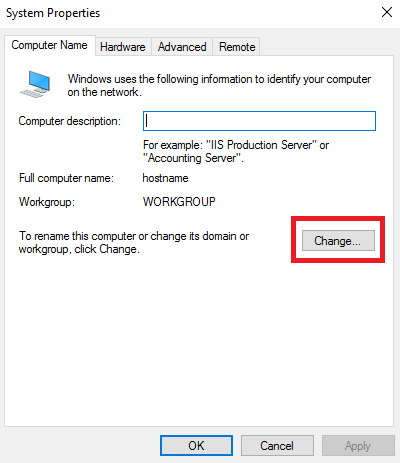 Свойства системы - Как изменить имя хоста в Windows Server