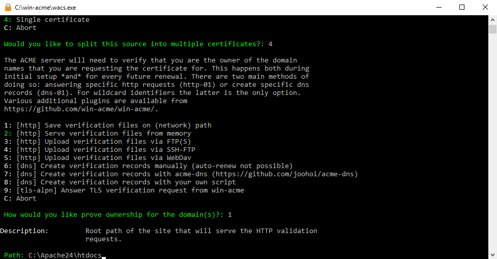 Ввод C:\Apache24\htdocs