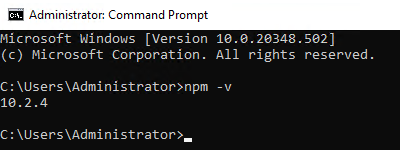 Вывод команды npm -v