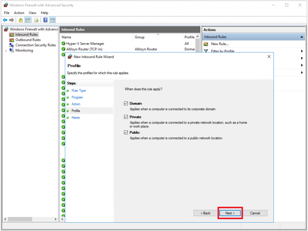 Применение правила - Как запустить Nginx на Windows Server