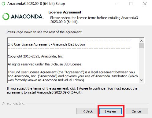 Лицензионное соглашение - Как установить Anaconda на Windows Server
