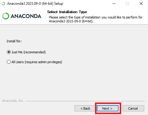 Выбор типа установки - Как установить Anaconda на Windows Server