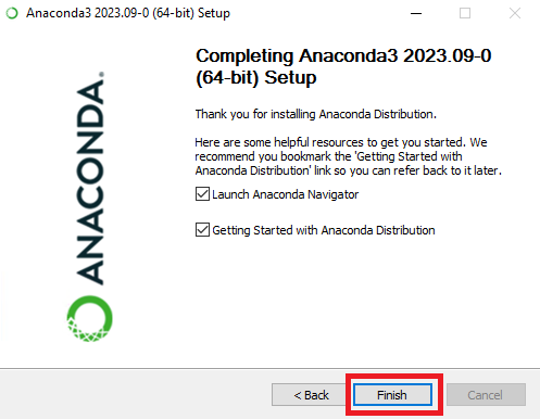 Завершение установки - Как установить Anaconda на Windows Server