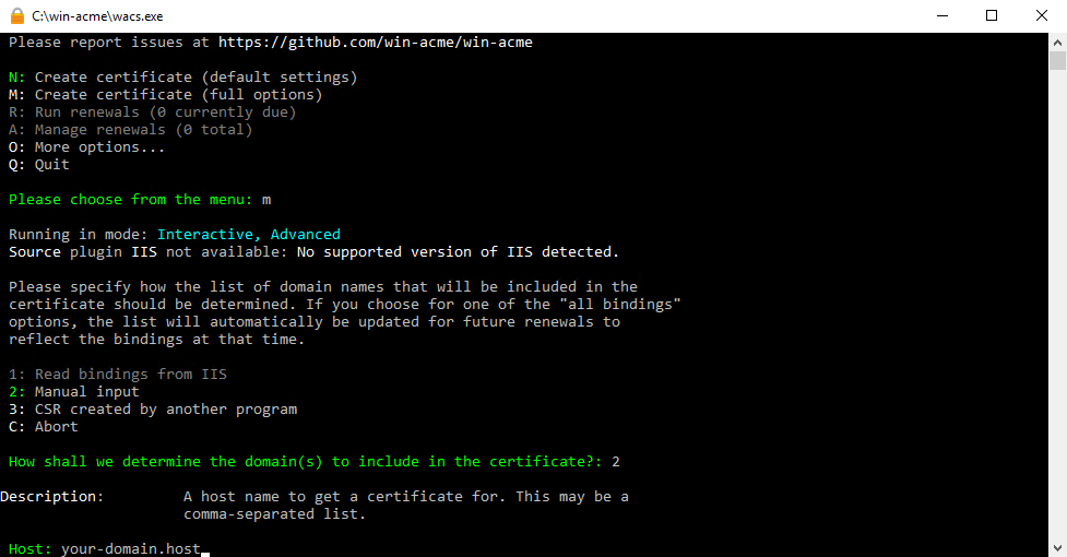 Ввод имени сайта - Как установить SSL-сертификат Lets Encrypt на Apache