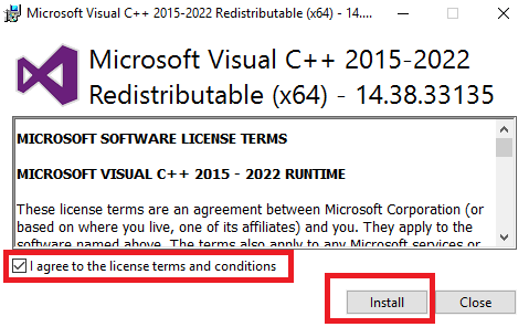 Установка Microsoft Visual C++ 2015-2022