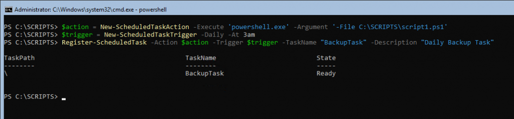 Создание задачи в Планировщике при помощи PowerShell