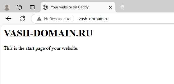 Стартовая страница сайта - Установка веб-сервера Caddy