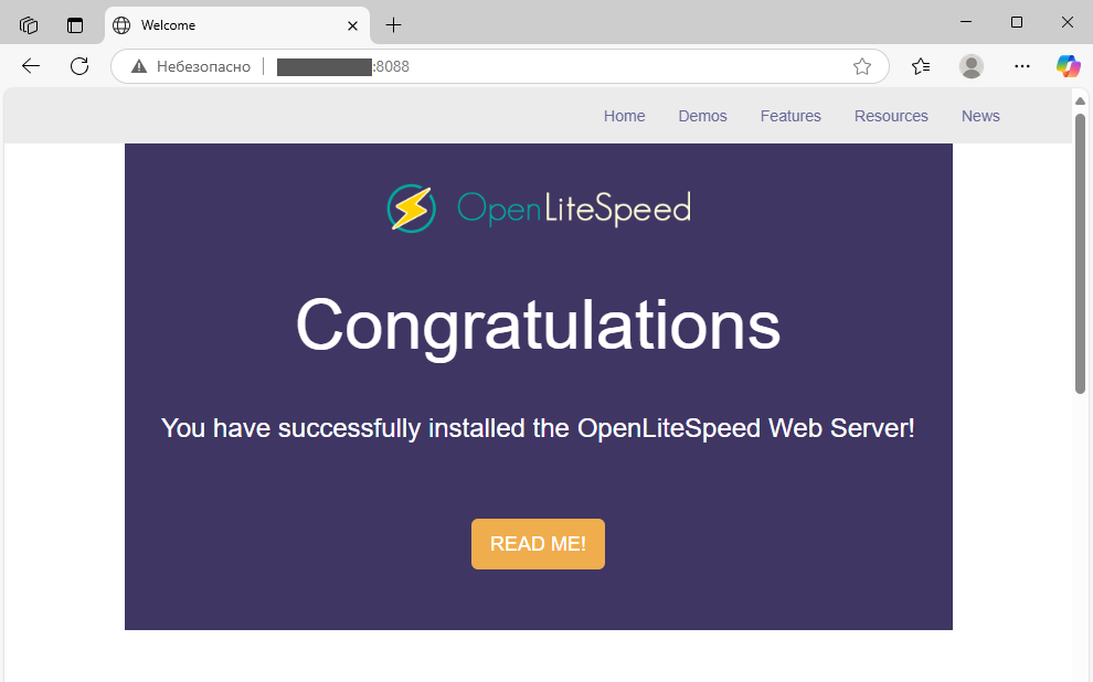 Дефолтная веб-страница OpenLiteSpeed - Как установить OpenLiteSpeed на Debian