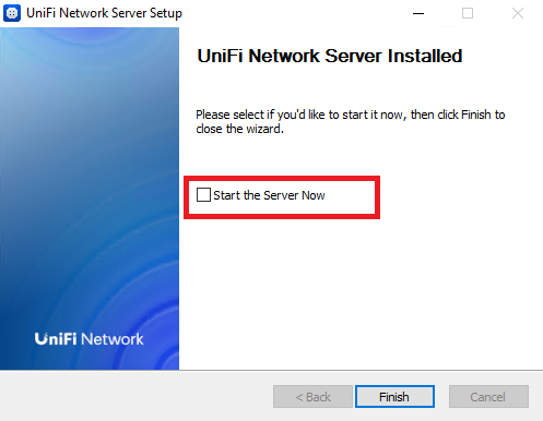 Завершение установки UniFi Network Server