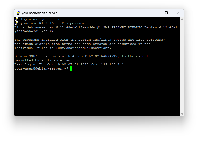 Начало SSH-сессии в PuTTY - Как подключиться к Debian по SSH